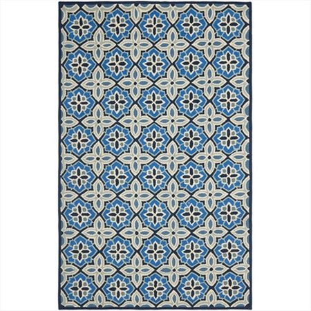 SAFAVIEH 8 x 10 ft. Large Rectangle- Indoor - Outdoor Four Seasons Blue Hand Hooked Rug FRS414D-8